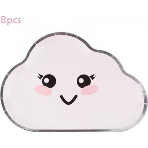 White Cloud Paper Plate 8pcs Valentines Day Gift Birthday Party Decorations Kids Baby Shower Party Supplies Birthday Decoration