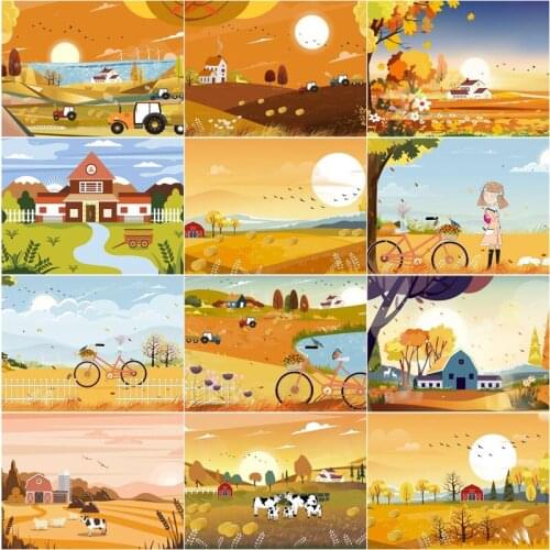Diy 5D Diamond Embroidery Mosaic Cartoon Autumn Scenery Paintings Rhinestone Landscape Picture Wall Art Print Home Decoration
