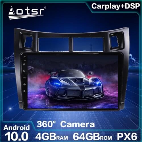Android Radio Car GPS Navigation Screen For Toyota Yaris 2008+ Android 10.0 4GB 64GB PX6 Auto Stereo Head Unit Multimedia Audio