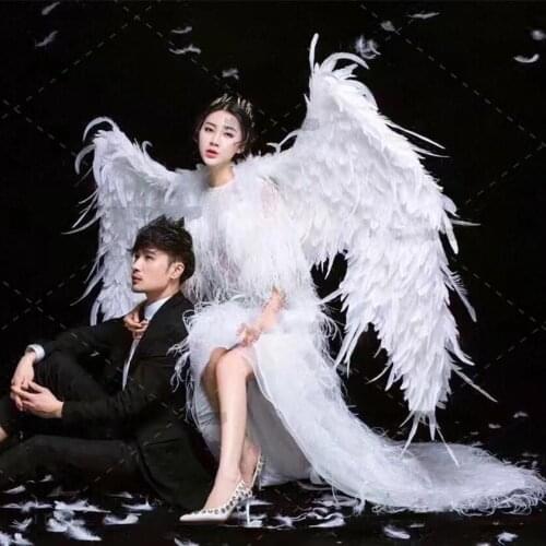Free shipping white angel wings Feather DIY series performance wedding wings