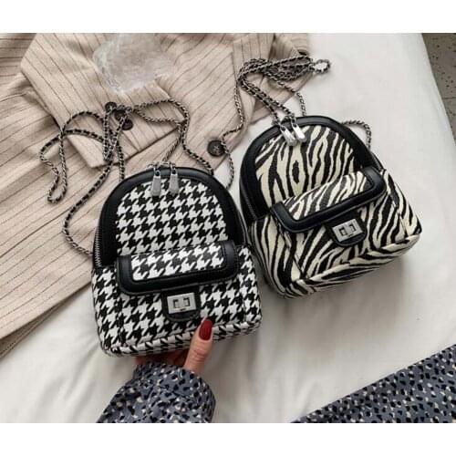 Free Shipping Hot Sale Fashion Womens Small Leather Backpack Cute Girls Chains Double Shoulder Bags Crossbody Cosmetic Bag