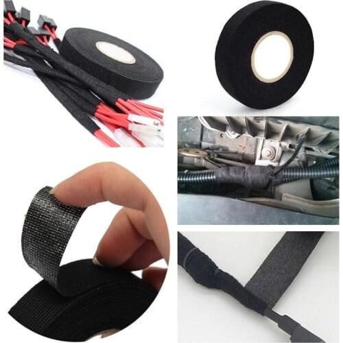 Black Insulating Fabric Cloth Tape Car Wire Flannel Tape Exhaust Manifold Wrap Tape Wiring Harness Cable Ties Heat-resistant