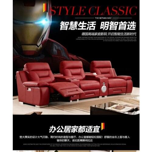 Living Room Sofa genuine leather sofas electric recliner salon couch puff asiento muebles de sala canape 2 cup holder +3 seat