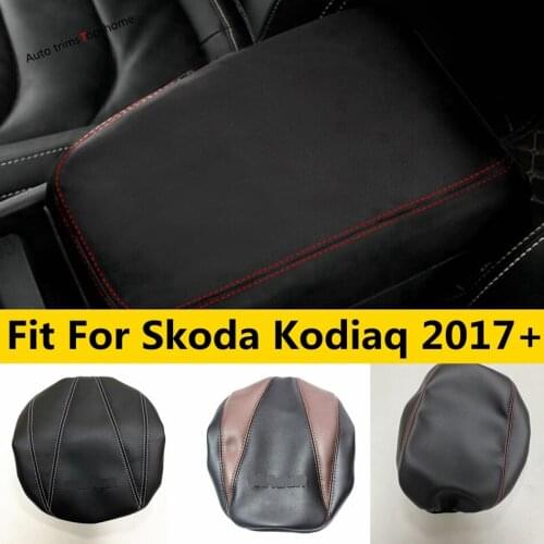 For Skoda Kodiaq 2017 - 2021 Car Armrest Box Protection Cover Center Console PU Leather Decor Pad Trim Interior Accessories