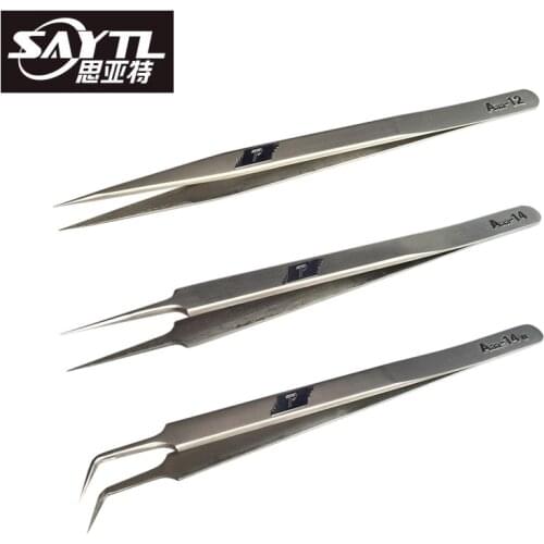 SAYTL Electronics Industrial Tweezers Anti-static Curved Straight Tip Precision Stainless Forceps Phone Repair Hand Tools Sets