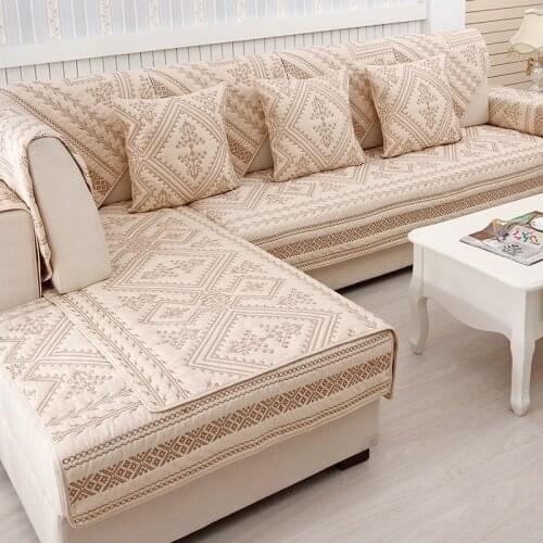 Cotton Embroidered Sofa Covers Sofa Towel Plaid Four Seasons Couch Cushion European Leather Sofa Cover for Living Room