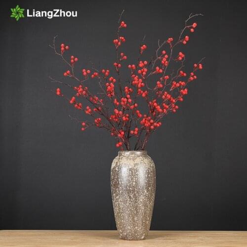 Artificial Plant Ilex Chinensis Sims Plastic 5pcs Living Room Office Fake Plants with Pot Photography Accessories Decoration
