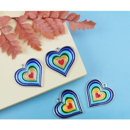 JeQue 10pcs Heart Cloud Rainbow Enamel Charms Metal Pendants For DIY Jewelry Accessory Bracelet Earrings Finding Phone Decor