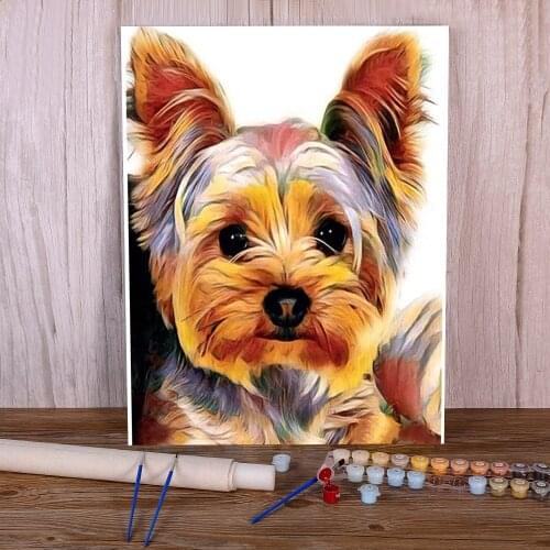 Animal Yorkshire Terrier DIY Painting By Numbers Package Oil Paints 40*50 Oil Painting Wall Decoration Crafts For Handiwork