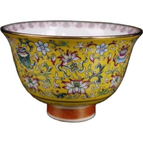 Chinese Old Porcelain Gold and Pastel Bowl With Pattern Of Eight Treasures Pattern Chinese Meal Bowl