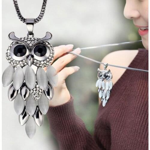 Collier femme jewelry natural stone statement necklace owl women bijoux colares 2017 choker long necklaces & pendants love gift