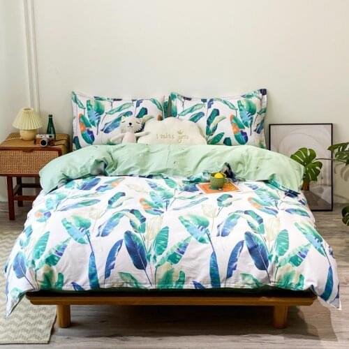 4pcs Thicken Brushed Comforter Bedding Set Duvet Cover Set Sheet Pillowcases Mattress Protector Queen Plant Bed Cover Bed Set