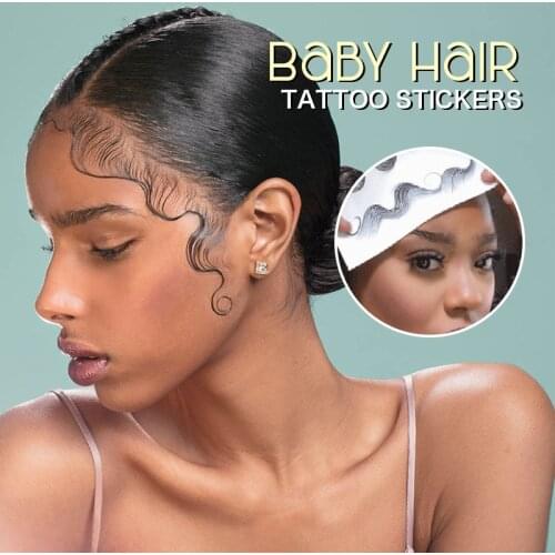 5 Styles Fashion Baby Hair Tattoo Sticker Black hair stickers 3D hair tattoo stickers Real Baby Hairs Hairline Sticker Dropship