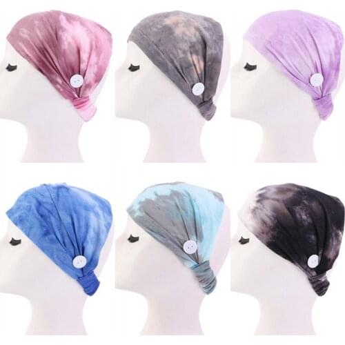 New Lady Button tie dyed hairband Summer Thin gradient Sport Hairband Elastic Headband Outdoor Hair Accessories Yoga Workout