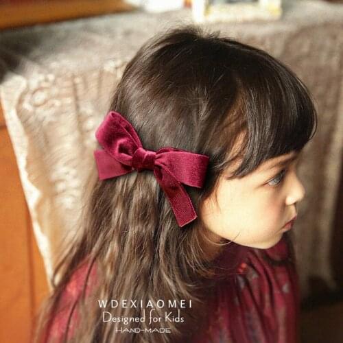 Bow Hair Clip Hairpins For Baby Girl Hairgrips Handmade Children Hair Accessories Velvet Big Bowknot Hair Pin Barrettes Headwear