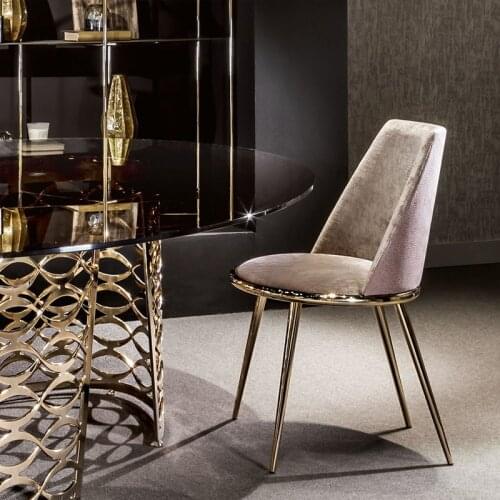 Dining chair Nordic Light luxury simple modern home hotel restaurant stool creative art leather back metal fashion chair makeup