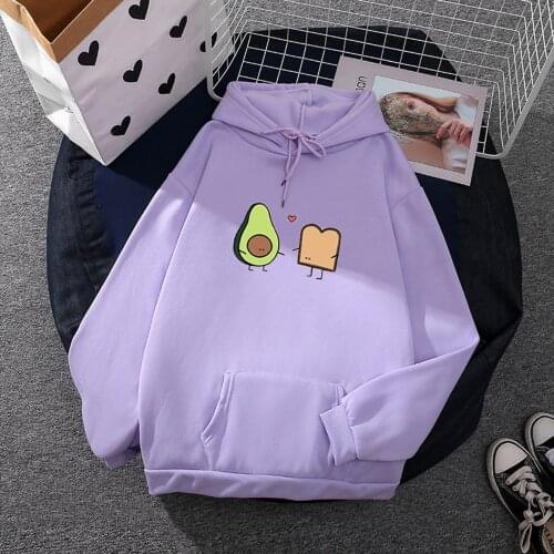 Autumn Casual Womens Hoodies Cute Avocado Aesthetic Hooded Sweatshirts Long Sleeve Loose Pullover Tops Comfy Pastel Clothes A40
