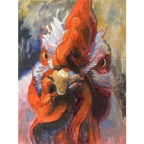 Artist Supply High Quality Rooster Oil Painting On Canvas Abstract Handsome Rooster Oil Painting For Wall Decoration