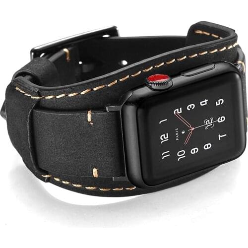 For Apple Watch 5 44mm band Genuine Leather correa for iwatch bands 42mm strap 40mm 38mm Series 5 4 3 2 1 Men Women Wrist belt