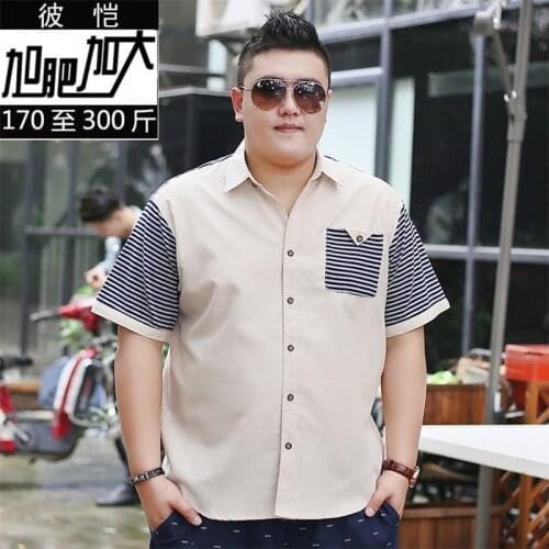 10XL 8XL 6XL 5XL 4XL New Cotton summer Loose Fit Casual Shirts short Sleeve striped Shirt Social Men Dress Shirts chemise homme