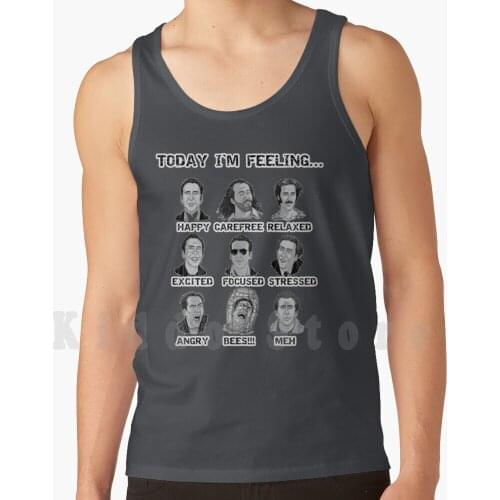 Today I'M Feeling... With Nicolas Cage On Gold tank tops vest 100% Cotton Nicolas Cage Nicolas Cage Nicholas