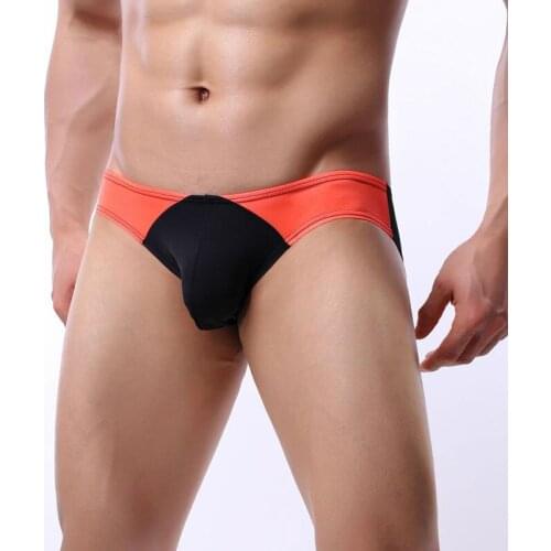 Sexy Men Plus Size U Convex Pouch Briefs G-string Patchwork Ice Silk Breathable Thongs Sexy Low Rise Underwear Gay Wear F7