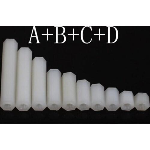 M4*32 M4*35 M4*40 M4*45 Hexagonal flat head double pass nylon column plastic support column isolation M4X32 M4X35 M4X40 M4X45