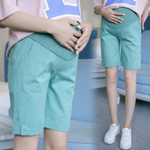 3XL 1/2 Length Summer Fashion Maternity Shorts Elastic Waist Cotton Linen Clothes for Pregnant Women Pregnancy Short Pants