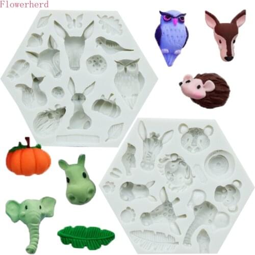 Forest Animal Silicone Fondant Mold Elephant Giraffe Lion Monkey Rabbit Cake Mold Chocolate Mold Soap Mold Cake Decorating Tools