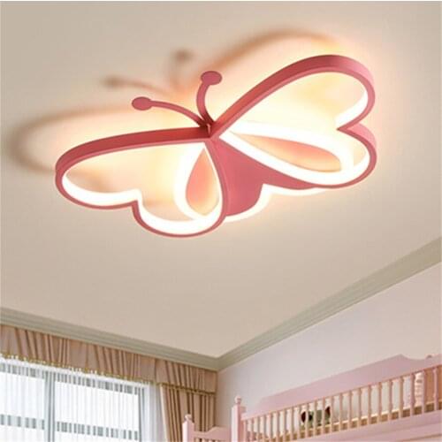 Nordic childrens bedroom butterfly ceiling lamp creative cartoon Princess room top lighting fixture romantic home deco luster