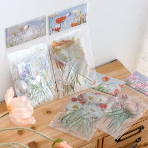 30 pcs Vintage Stationery Stickers Flowers Diary Planner Decorative Mobile Stickers Scrapbooking Stick Label DIY Craft Stickers