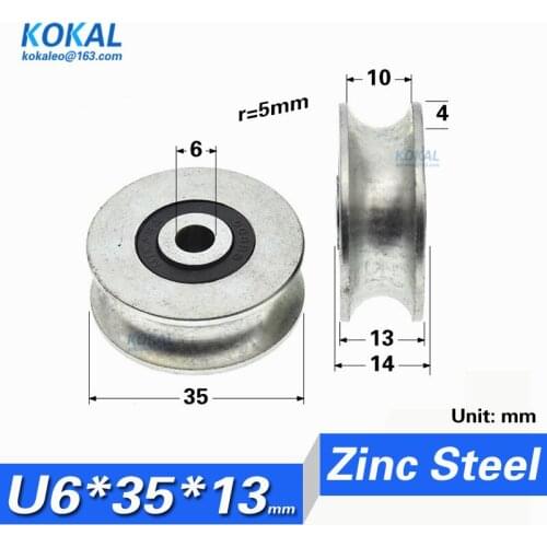 [U0635-13]10pcs/Lot V606ZZ 626VV 6x35x13mm U Groove Carbon Steel Deep Groove Ball Bearing Traces Walking Guide Rail Bearing 6X35
