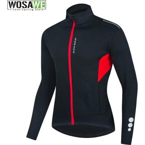 WOSAWE Cycling Jacket Winter Windproof Water Repellet Reflective Jacket Warm Men Women Mountain Bike MTB Jacket Long Jersey