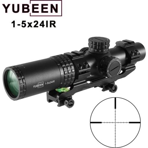 YUBEEN Hunting 1-5X24IR Compact Scope Hunting Long Eye Relief Riflescope Mil Dot Lockable Turret Optics Sights For Airsoft Gun