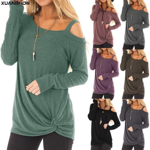 XUANSHOW Autumn Hollow Out Womens Tops Long Sleeve Streetwear Female T-shirts 2020 Trend Fashion Sexy Casual Ladies Clothes