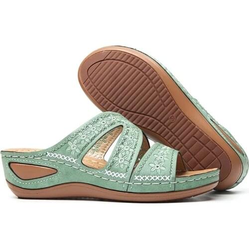 Women Sandals Cut Out Wedge Sandals Women Platform Shoes Fashion Ethnic Flat Shoes Female Slippers Outdoor Sandalias Muje 2021