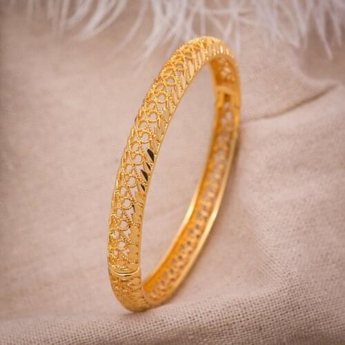 1Pcs Women Bracelet Gold Color Bangles for Women accessories Bride Wedding Bracelets Ethiopian/France/African/Dubai Jewelry gift