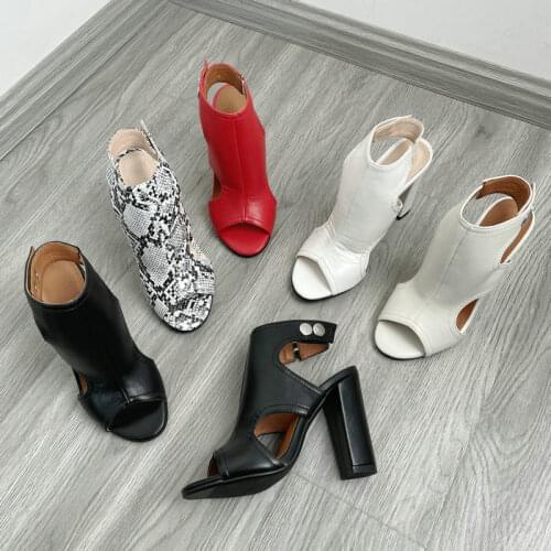 Clearance-Sale 10cm Open Toe High Heels Women Fashion Summer Gladiator Sandals Femlae Beige White Red Black Shoes Plus Size