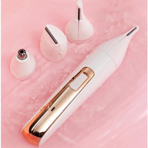 Women Trimmer Set 4 in 1 Waterproof Rechargeable Hair Remover Body Hair Trimmer Eyebrow Nose Electric Trimmer
