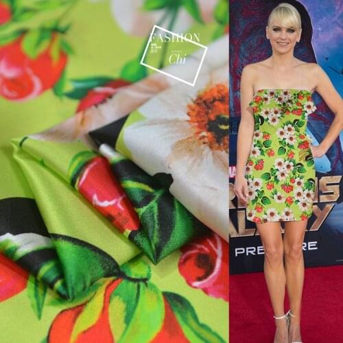 Women dress and cheongsam silk stretch satin fabric Beautiful floral design soft,SSC506