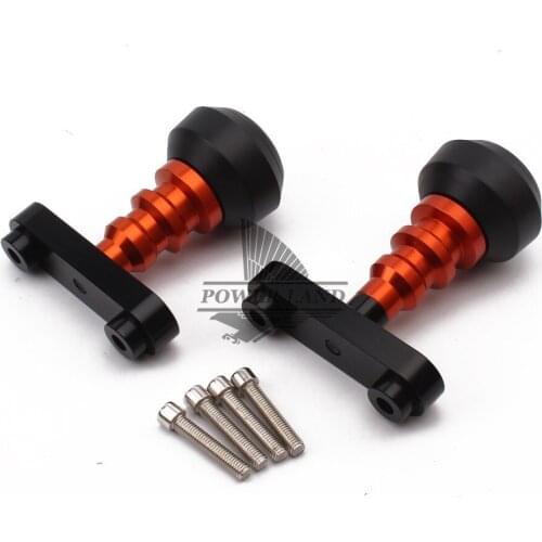 1Set Motorcycle Orange Motorbike Frame Slider Anti Crash Protector + Swingarm Sliders Spools stand 10mm For KTM DUKE 125/200/390