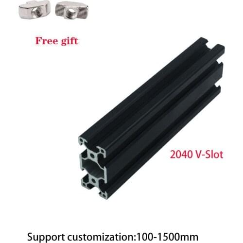 1pcs Black 2040 V- Slot Aluminum Profile Extrusion Frame European Standard 100mm-1200mm Anodized Linear For CNC 3D Printer Parts