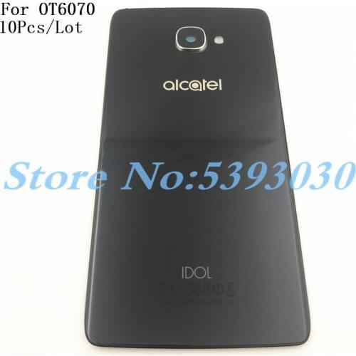 10Pcs/Lot Top Quality Glass Battery Cover For Alcatel One Touch IDOL OT6070 6070K 6070Y 6070 Rear Housing Back Case+Camera Lens