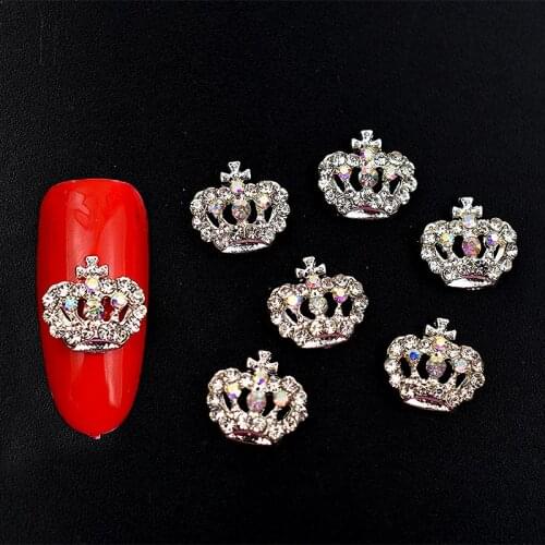 10Pcs High Quality Silver 3d crown bows nail art Decoration jewelry nails pendant strass rhinestones Japan Korean Fashion