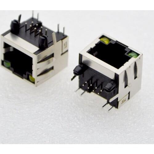 100PCS NEW Network Socket Connector RJ45 56 8P8C With Shield, Led, Shrapnel Full Copper Housing Special Wholesale Free Shipping