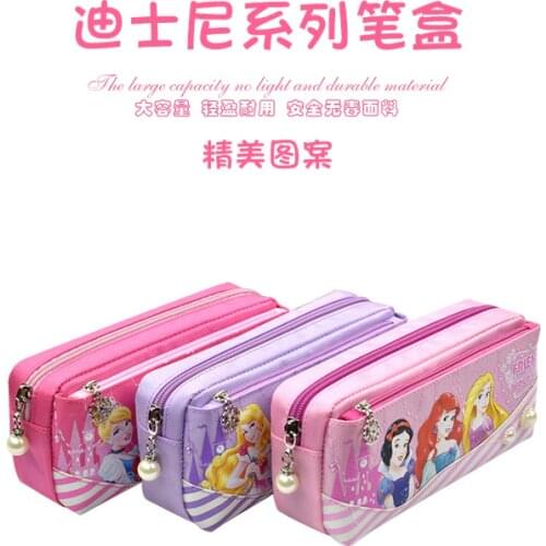 16pcs Disney Princess Pencil Case Cute Large Capacity Stationery Bag Cartoon Double Handbag Pearl Jewelry School Supplies Gift