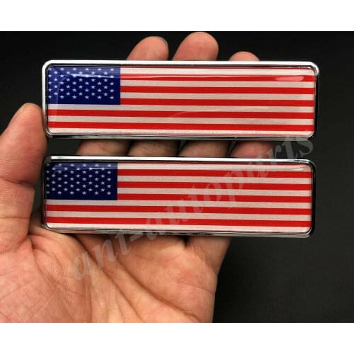 2x Metal USA American Flag Trunk Emblem Badge Motorcycle Sticker Fairing