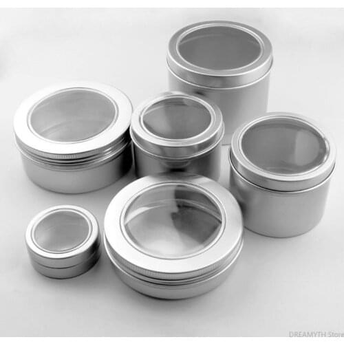 25ml 60ml 100ml Aluminum Cosmetic Cream Jar Window Cap, 150ML Metal Jars, 180ML Aluminum Box, Packing Tins Container