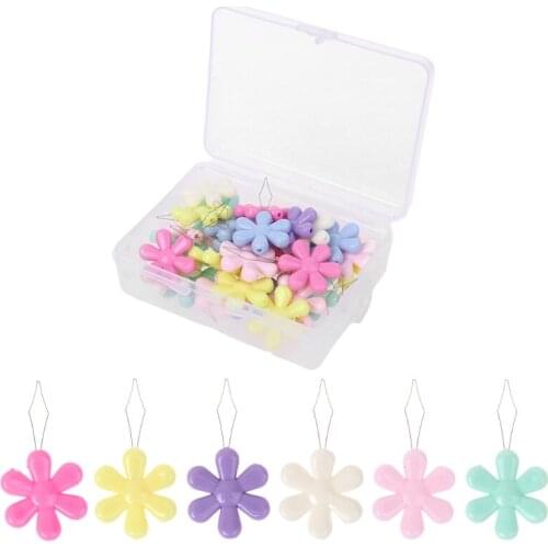 30pcs Flower Shape Wire Loop Needle Threaders for Cross Stitch Sewing Needlework H58C