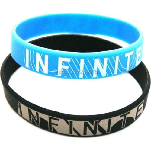 300pcs Blue and black K-POP INFINITE wristband silicone bracelets free shipping by DHL express